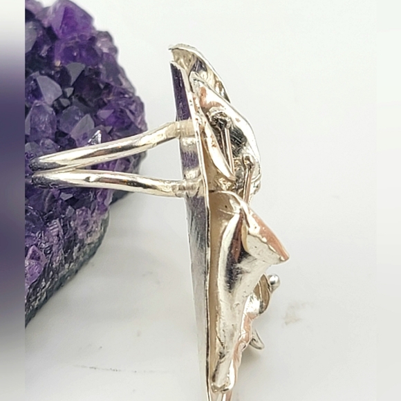 CALLA LILIES BOUQUET RING HANDMADE IN STERLING SILVER METAL SIZE 6.5 - Picture 8 of 12